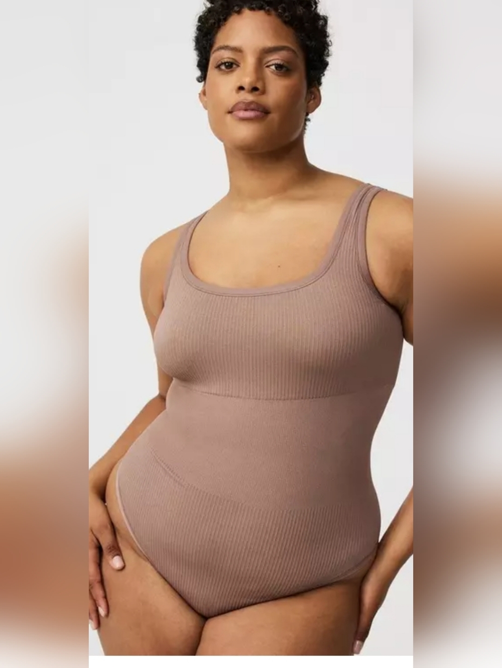 torrid Taupe Ribbed Seamless Tank Bodysuit